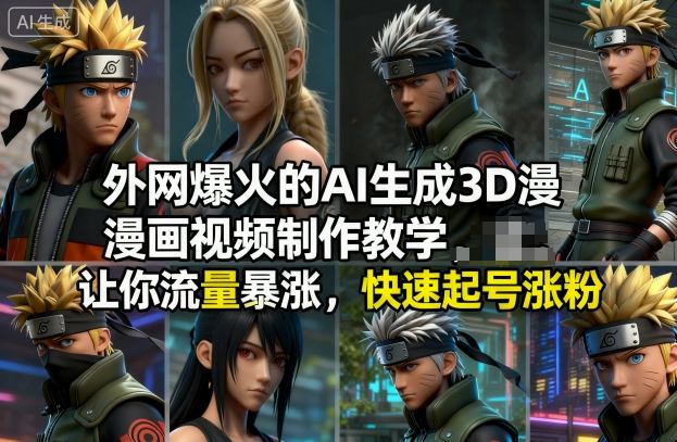 外网爆火的AI生成3D漫画视频制作教学,让你流量暴涨,快速起号涨粉!-柒浠资源网