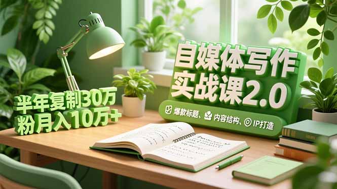 自媒体写作实战课2.0,爆款标题、内容结构、IP打造,半年复制30万粉月入10万+-柒浠资源网