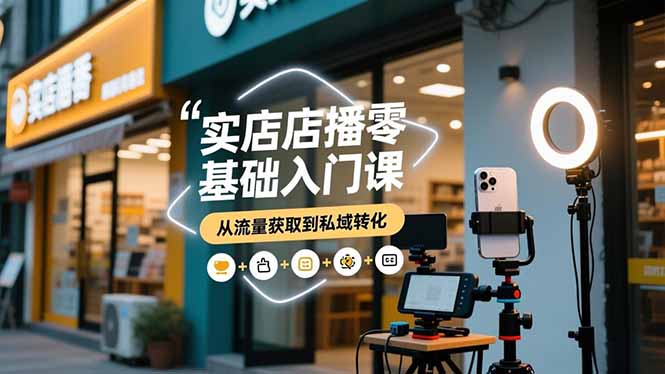 实体店播零基础入门课,实体店+短视频+直播+微信生态+私域社群,从流量获取到私域转化-柒浠资源网