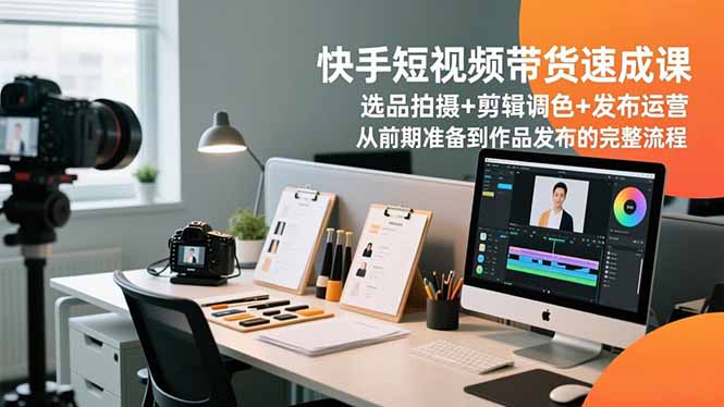 快手短视频带货速成课，选品拍摄+剪辑调色+发布运营，从前期准备到作品发布的完整流程-柒浠资源网