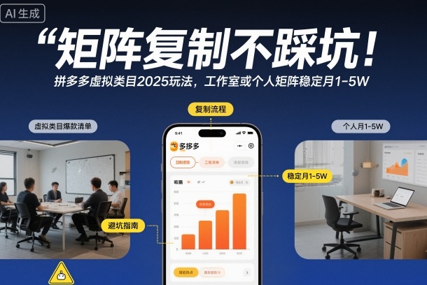 矩阵复制不踩坑!拼多多虚拟类目2025玩法,工作室或者个人矩阵稳定月1-5W【揭秘】-柒浠资源网