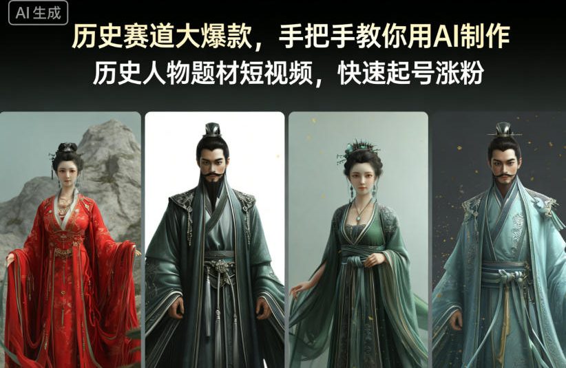 历史赛道大爆款，手把手教你用AI制作历史人物题材短视频，快速起号涨粉-柒浠资源网