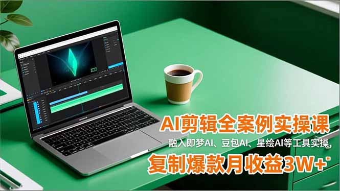 AI剪辑全案例实操课，融入即梦AI、豆包AI、星绘AI等工具实操，复制爆款月收益3W+-柒浠资源网