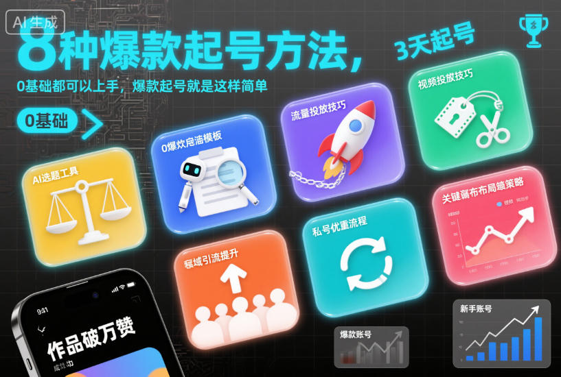 8种爆款起号方法，0基础都可以上手，爆款起号就是这样简单-柒浠资源网