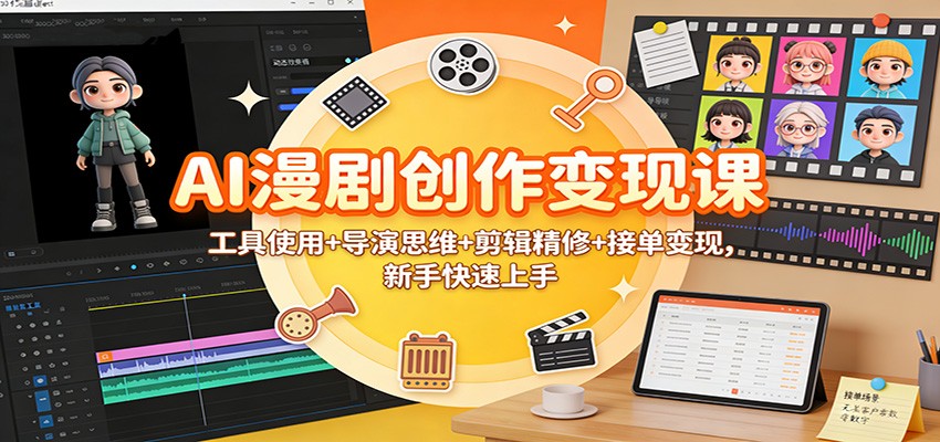 AI漫剧创作变现课:工具使用+导演思维+剪辑精修+接单变现,新手快速上手-柒浠资源网