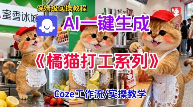 Coze扣子工作流一键生成胖橘猫打工短视频，保姆级实操搭建教学-柒浠资源网