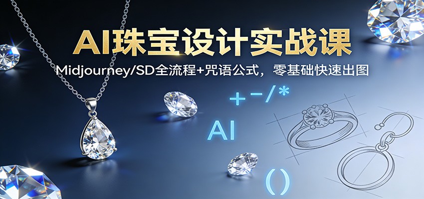 AI珠宝设计实战课：Midjourney/SD全流程+咒语公式，零基础快速出图-柒浠资源网