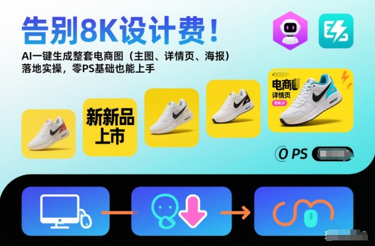 告别8K设计费!AI一键生成整套电商图(主图、详情页、海报)落地实操,零PS基础也能上手-柒浠资源网