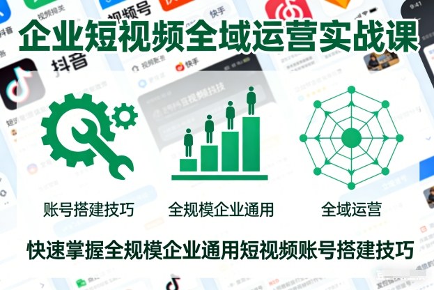 企业短视频全域运营实战课，快速掌握全规模企业通用短视频账号搭建技巧-柒浠资源网