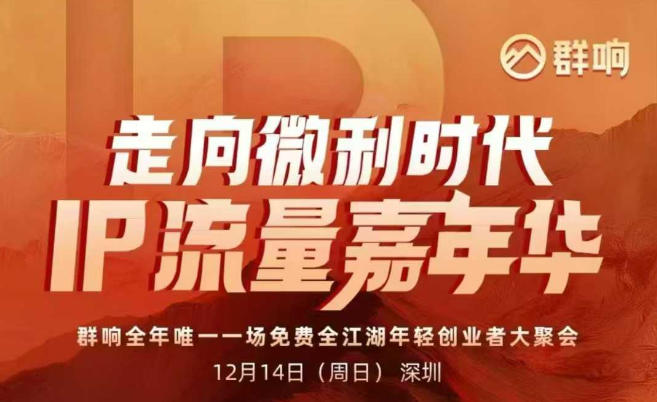 2025ip嘉年华万人12月14深圳线下课，走向微利时代，IP流量嘉年华，实操性极强的商业干货课-柒浠资源网