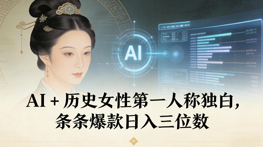 AI+历史女性第一人称独白，条条爆款日入三位数-柒浠资源网