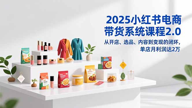 2025小红书电商带货系统课程2.0，从开店、选品、内容到变现的闭环，单店月利润达2万-柒浠资源网