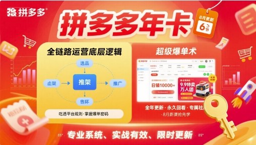 拼多多年卡，拼多多全链路运营底层逻辑，超级爆单术【更新12月】-柒浠资源网