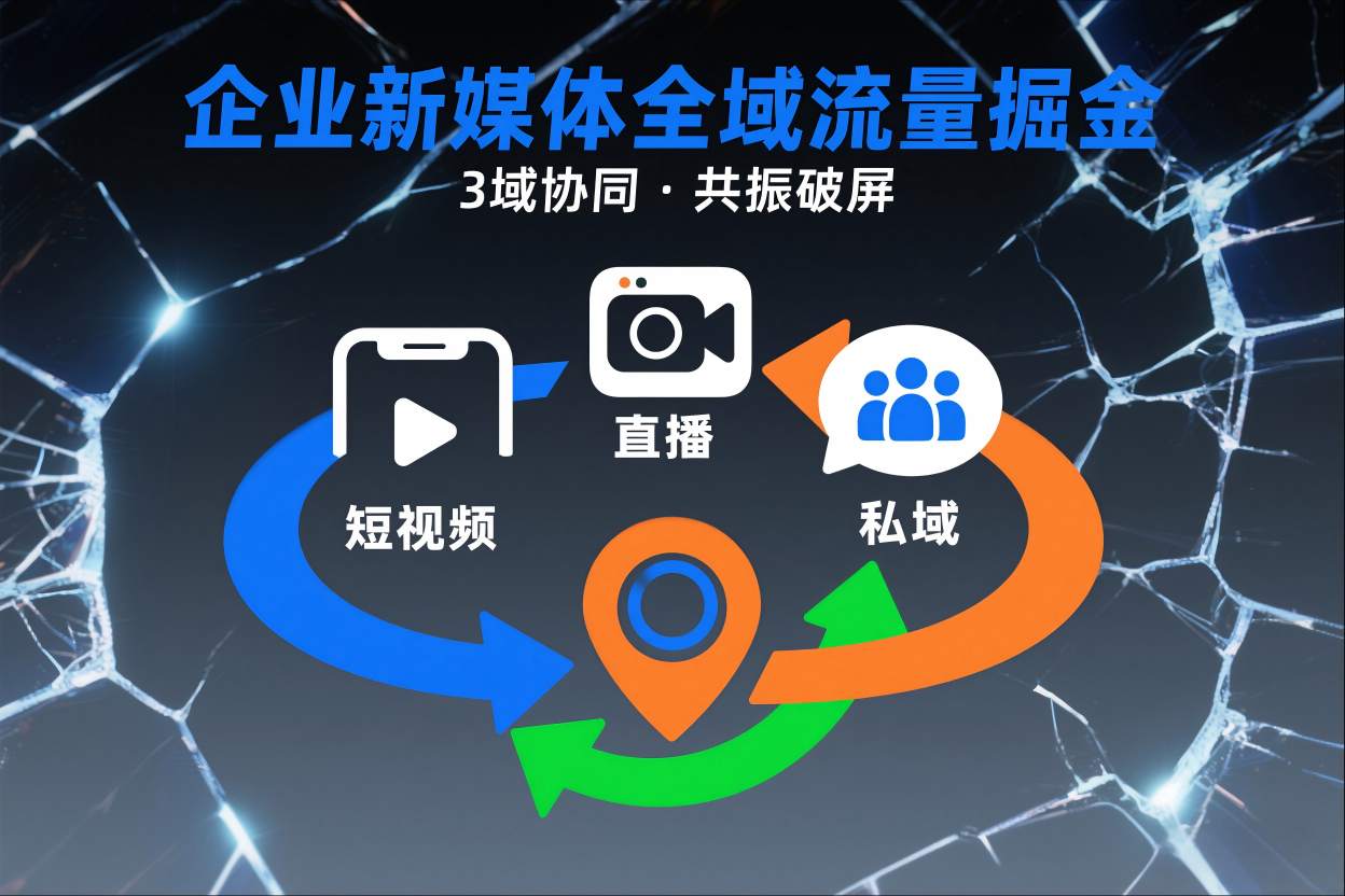 短视频全域商业模式，企业新媒体全域流量掘金，3域协同，共振破屏，短视频-直播-私域-地域-柒浠资源网