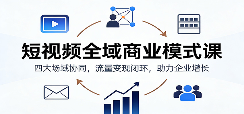 短视频全域商业模式课：四大场域协同，流量变现闭环，助力企业增长-柒浠资源网