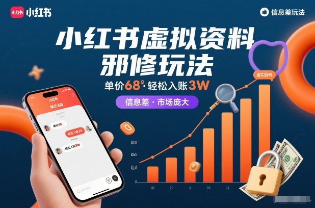小红书虚拟资料邪修玩法，单价68，轻松入账3W，信息差玩法，市场庞大-柒浠资源网