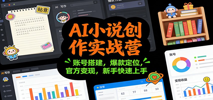 AI小说创作实战营：账号搭建，爆款定位，官方变现，新手快速上手-柒浠资源网
