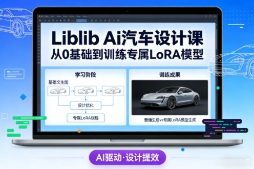 Liblib Ai汽车设计课，从0基础文生图，到教你训练专属设计和风格LoRA模型-柒浠资源网