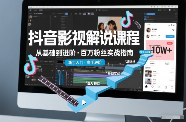 抖音百万粉丝影视解说课程，基础到进阶课，适合新手和进阶学习-柒浠资源网