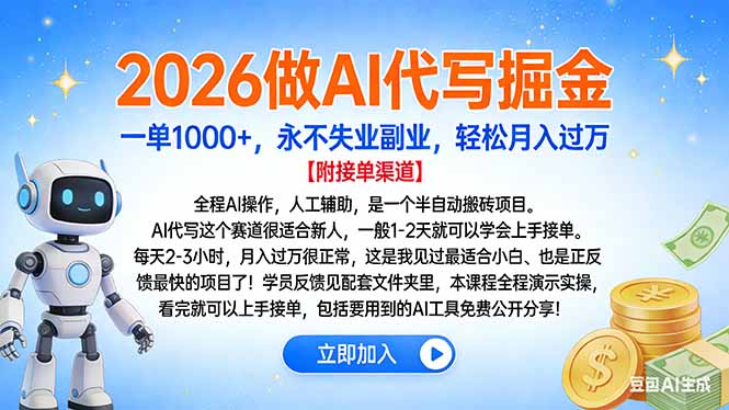 2026做AI代写掘金，一单1000+，永不失业副业，轻松月入过万-柒浠资源网