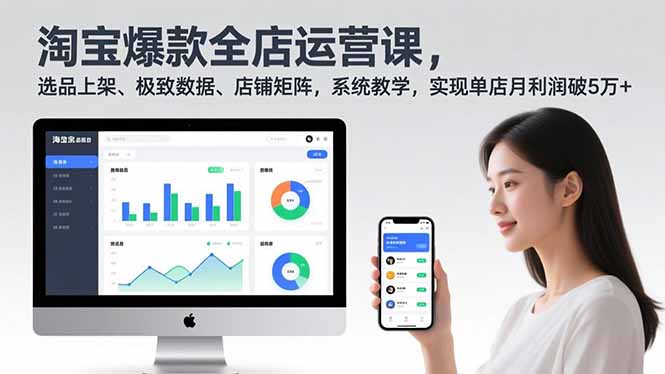 淘宝爆款全店运营课2.0，选品上架、极致数据、店铺矩阵，系统教学，实现单店月利润破5万+-柒浠资源网