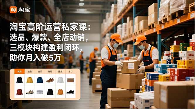 淘宝高阶运营私家课：选品、爆款、全店动销，三模块构建盈利闭环，助你月入破5万(更新12月-柒浠资源网