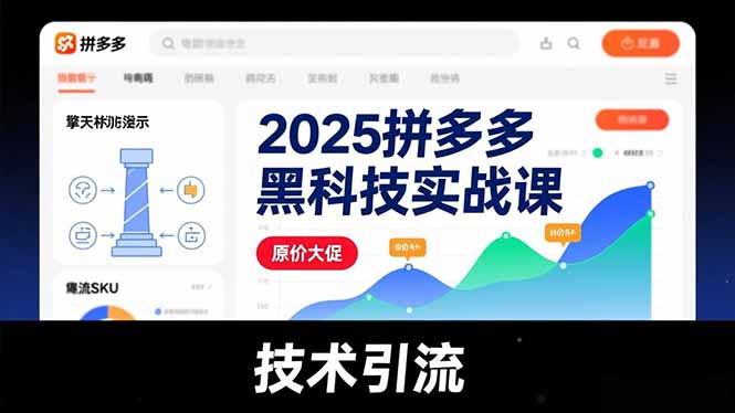 2025拼多多黑科技实战课，擎天柱玩法、爆流SKU、原价大促，技术引流，单店日销轻松破千单-柒浠资源网