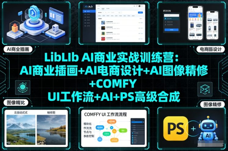 LibLIb AI商业实战训练营：AI商业插画+AI电商设计+AI图像精修+COMFY UI工作流+AI+PS高级合成-柒浠资源网