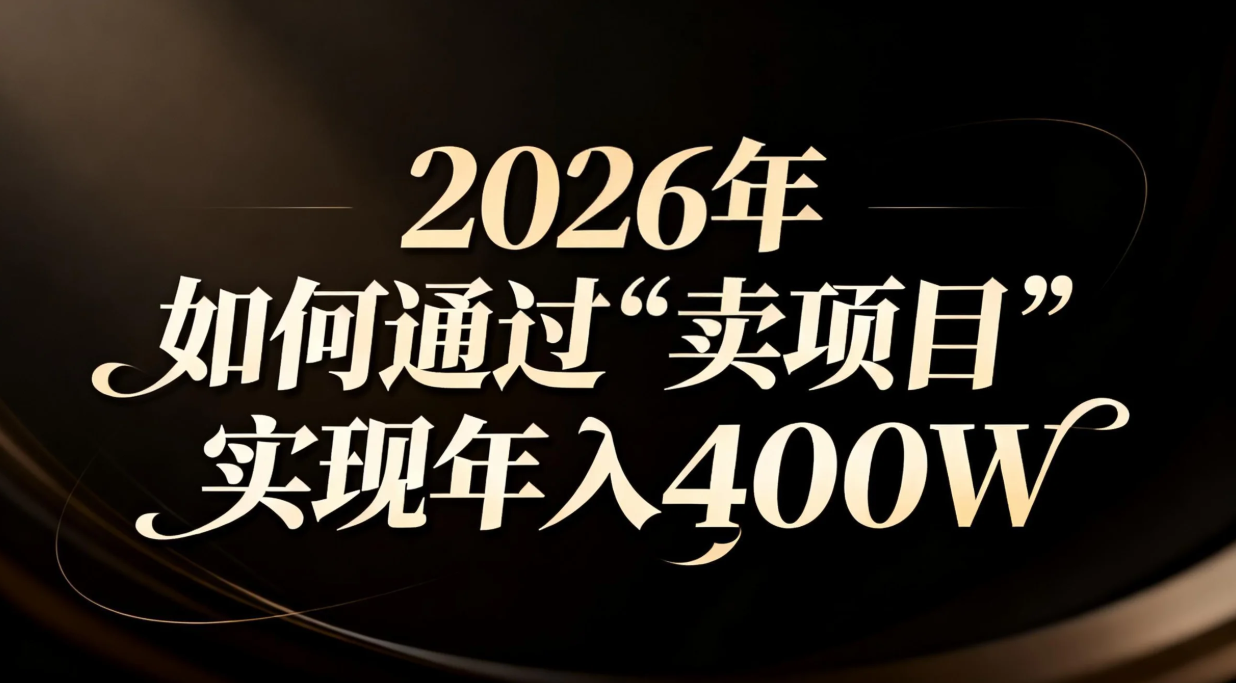 2026年如何通过“卖项目”实现年入百万-柒浠资源网