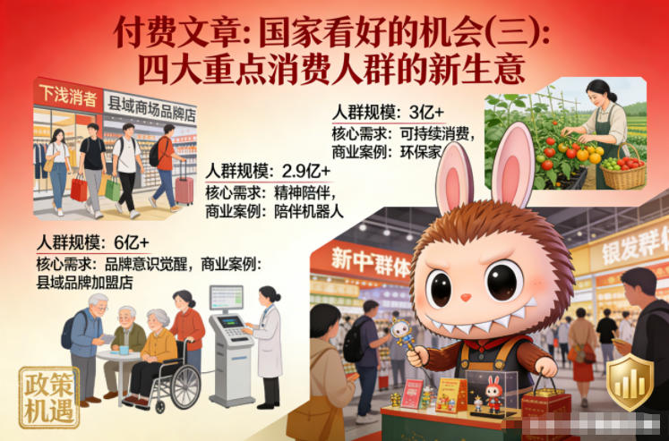 付费文章：国家看好的机会(三)：四大重点消 费人群的新生意-柒浠资源网