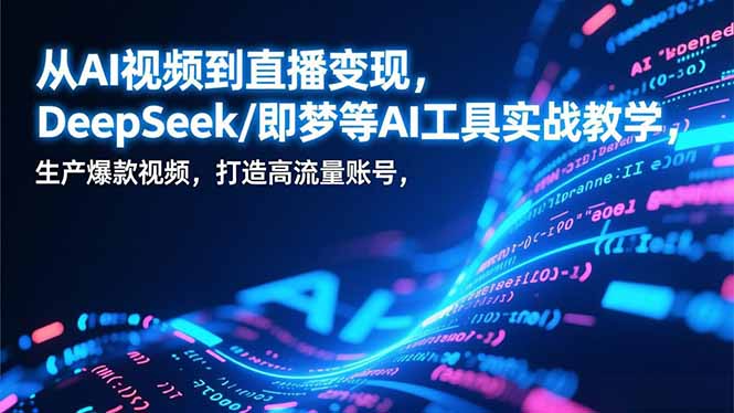 从AI视频到直播变现，DeepSeek/即梦等AI工具实战教学，生产爆款视频，打造高流量账号-柒浠资源网