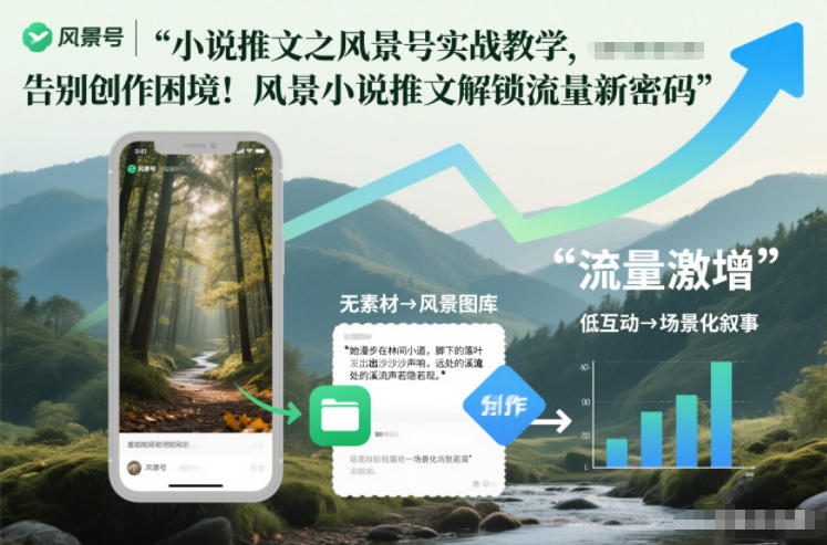 小说推文之风景号实战教学,告别创作困境!风景小说推文解锁流量新密码-柒浠资源网