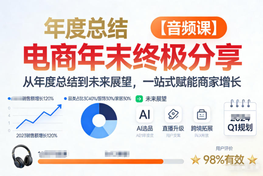电商年未终极分享，从年度总结到未来展望，一站式赋能商家增长【音频课】-柒浠资源网
