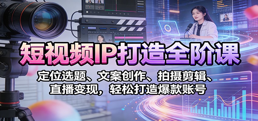 短视频IP打造全阶课：定位选题、文案创作、拍摄剪辑、直播变现，轻松打造爆款账号-柒浠资源网