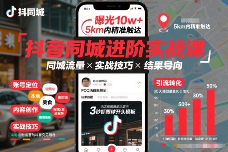 抖音同城进阶实战课，助你同城流量拿到结果-柒浠资源网