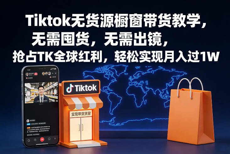 Tiktok无货源橱窗带货教学，无需囤货，无需出镜，抢占TK全球红利，轻松实现月入过1W-柒浠资源网