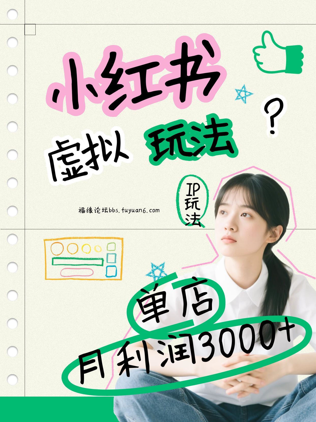 小红书虚拟玩法(铺货流和单品玩法)，单店月利润3000+，IP打法+原创商品(0违规)-柒浠资源网