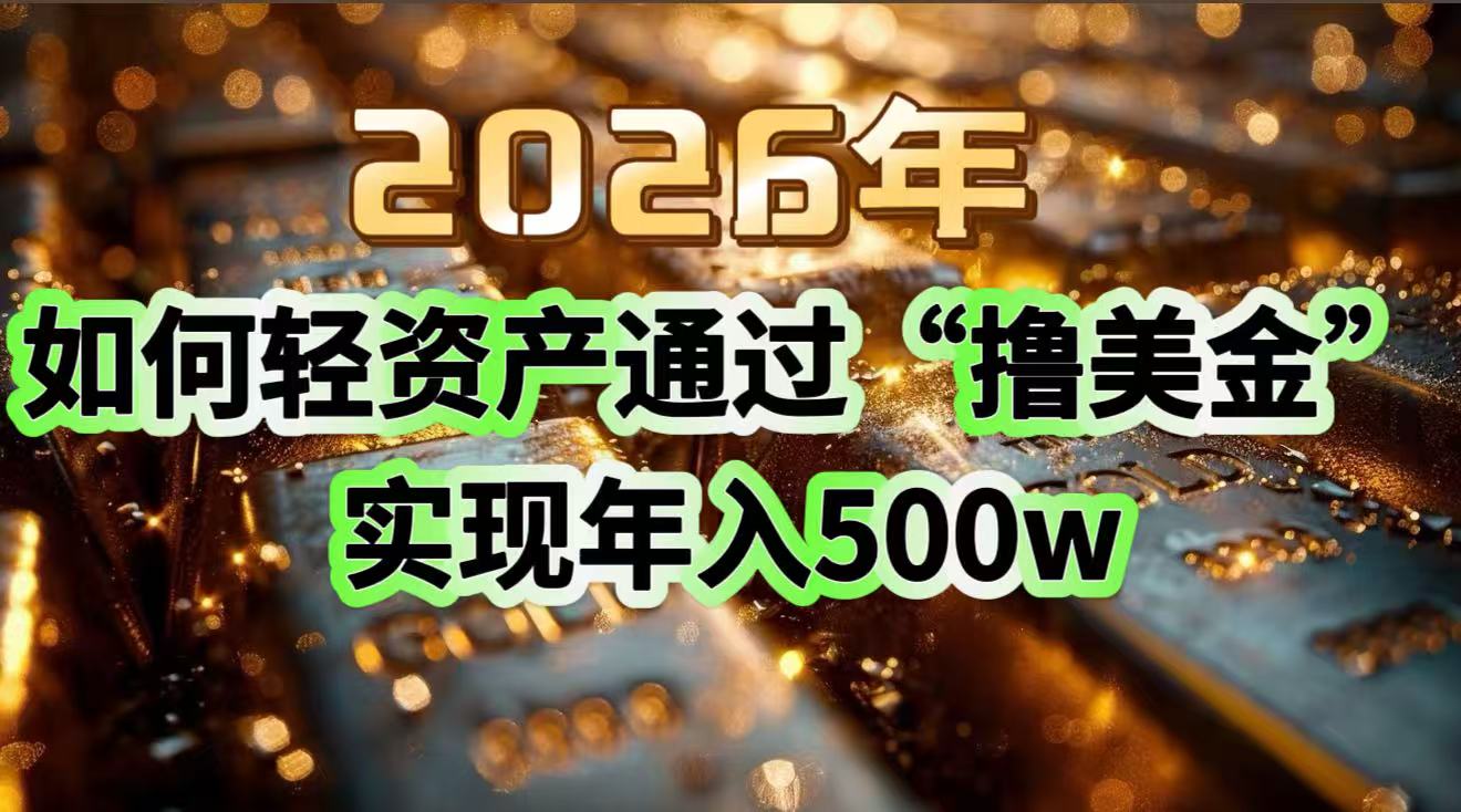 2026年如何轻资产通过“撸美金”实现年入500w-柒浠资源网