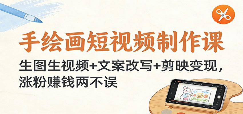 手绘画短视频制作课：生图生视频+文案改写+剪映变现，涨粉赚钱两不误-柒浠资源网