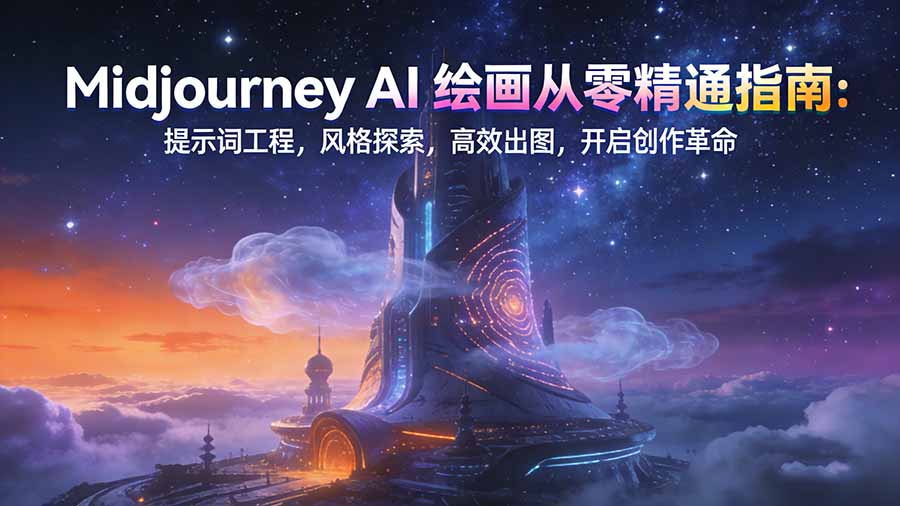 Midjourney AI绘画从零精通指南：提示词工程，风格探索，高效出图，开启创作革命-柒浠资源网