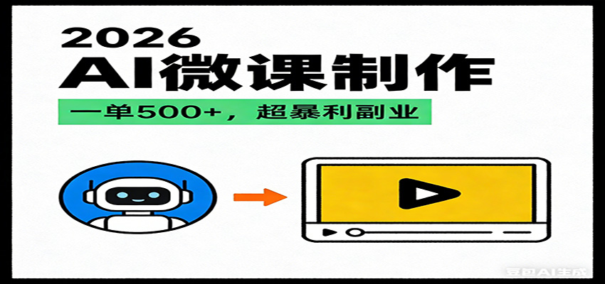 2026AI 风口最稳副业：微课代写制作，一单 500+，人人可做的蓝海项目-柒浠资源网