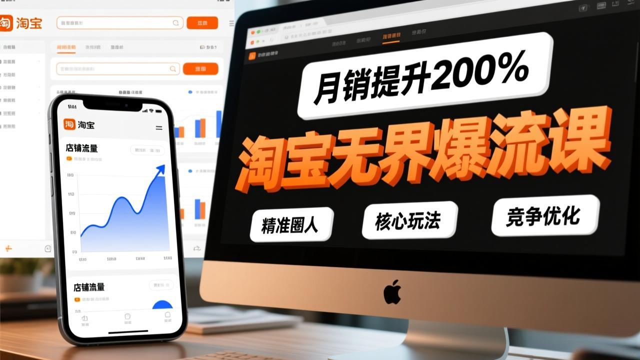 淘宝无界爆流课，精准圈人、核心玩法、竞争优化，快速引爆店铺流量，月销提升200%-柒浠资源网