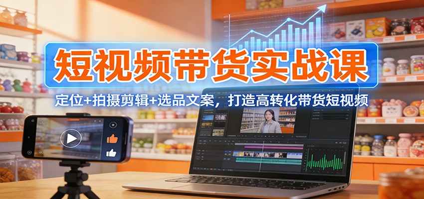 短视频带货实战课：定位+拍摄剪辑+选品文案，打造高转化带货短视频-柒浠资源网