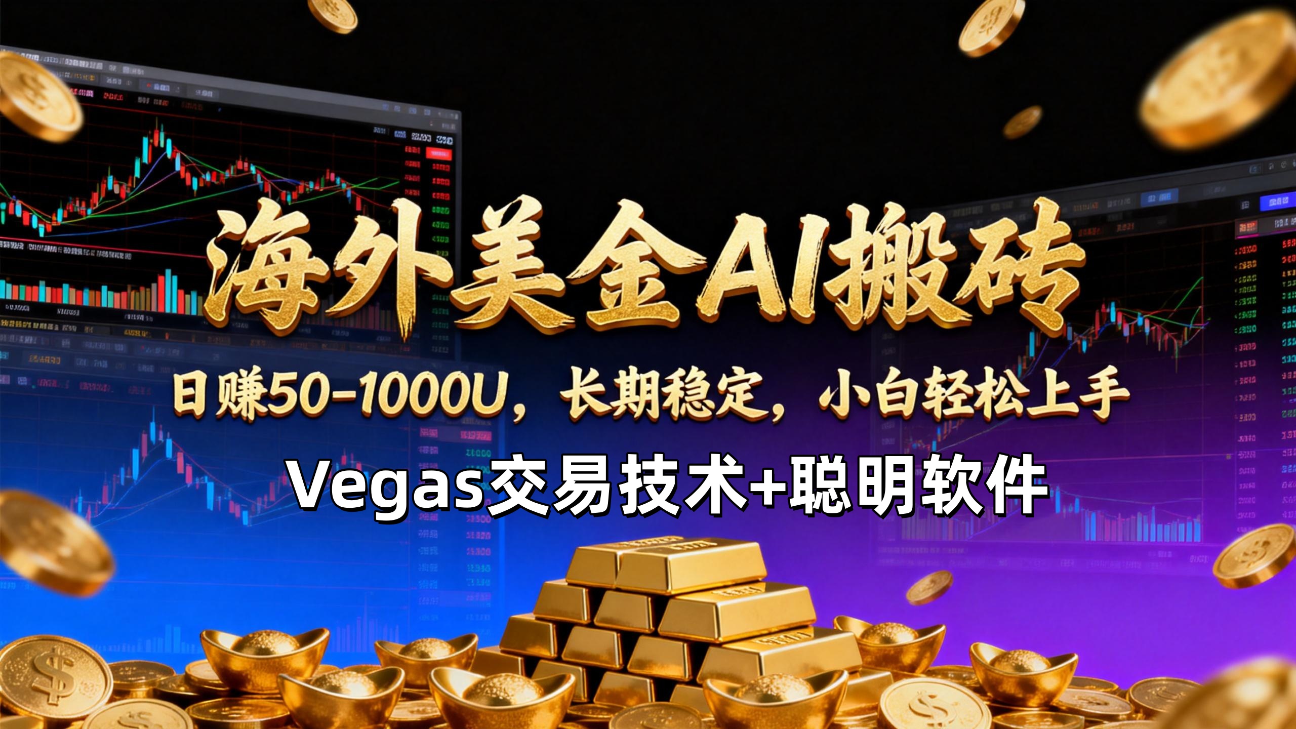 【海外美金AI搬砖】Vegas交易技术+聪明软件，日赚50-1000U，长期稳定，小白轻松上手。-柒浠资源网