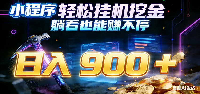 小程序挂机挖金，自动赚金币换现金，多号并行日入900+，轻松搞副业-柒浠资源网