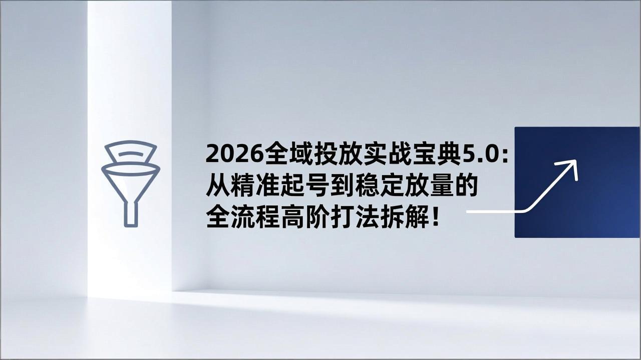 2026全域投放实战宝典5.0:从精准起号到稳定放量的全流程高阶打法拆解!-柒浠资源网
