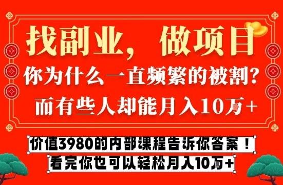 价值3980的网创内部课程，告诉你互联网创业月入10个W的秘密【揭秘】-柒浠资源网