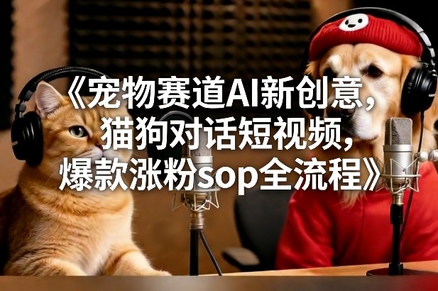 宠物赛道AI新创意，猫狗对话短视频，爆款涨粉sop全流程-柒浠资源网