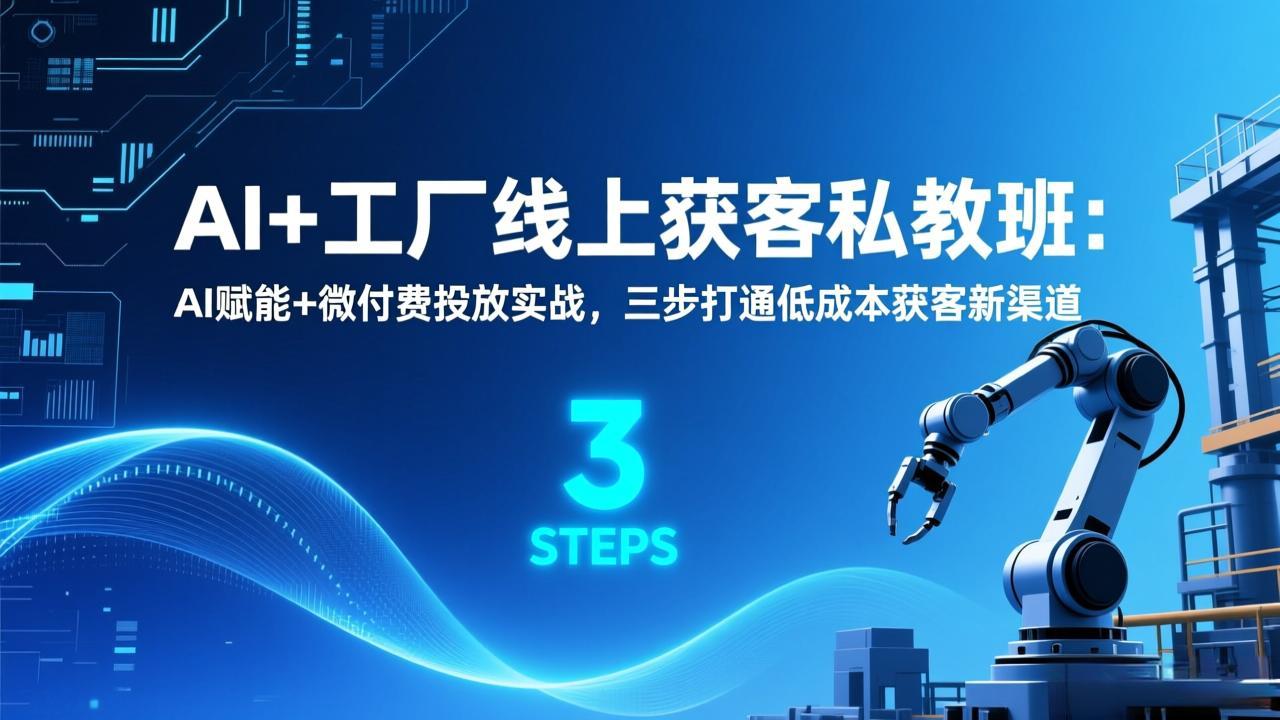 AI+工厂线上获客私教班：AI赋能+微付费投放实战，三步打通低成本获客新渠道-柒浠资源网