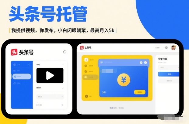 头条号AI托管，我提供视频，你发布，小白闭眼躺賺，最高月入5k+【揭秘】-柒浠资源网